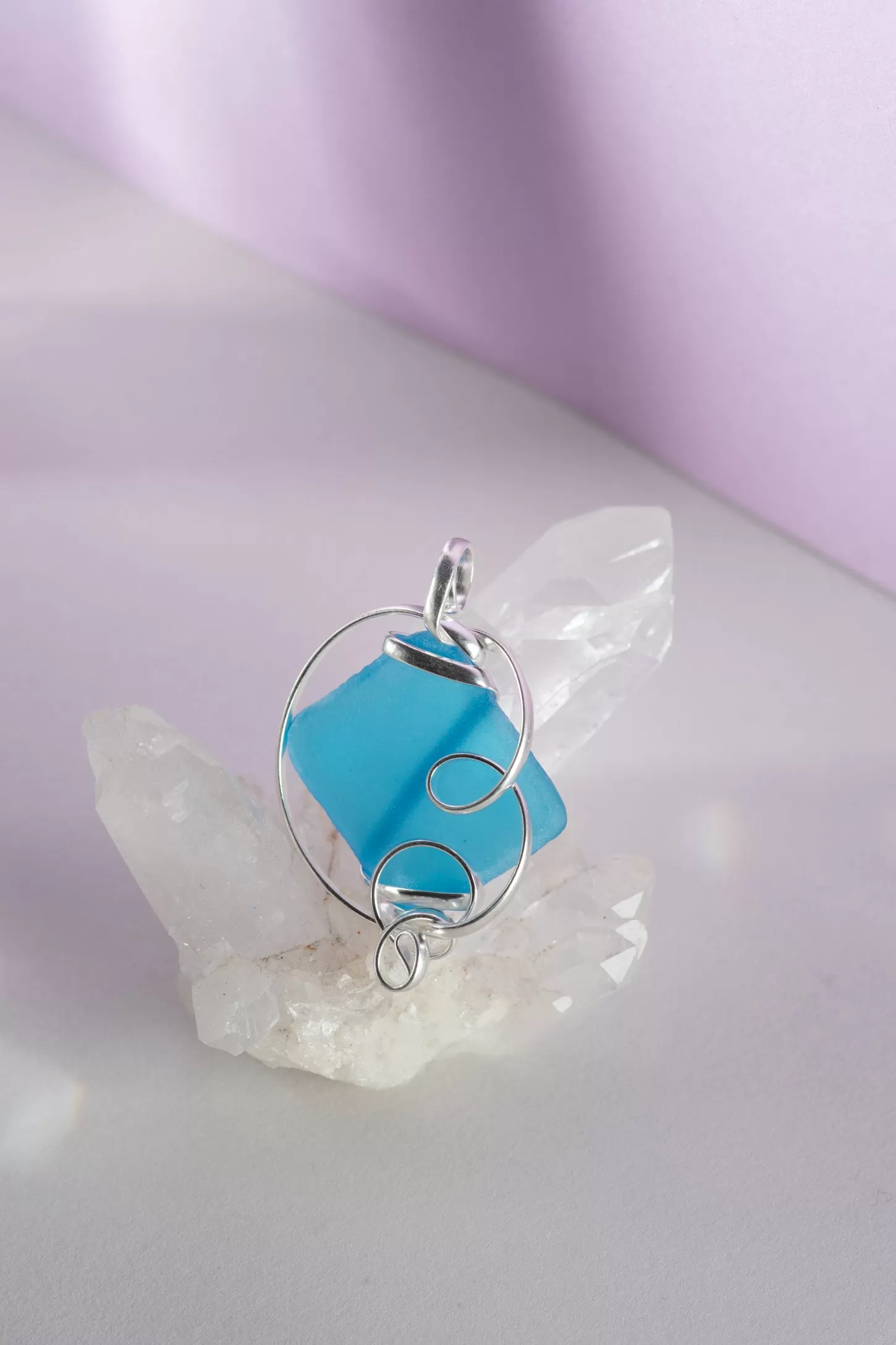 Ornate Wrapped Seaglass Pendant