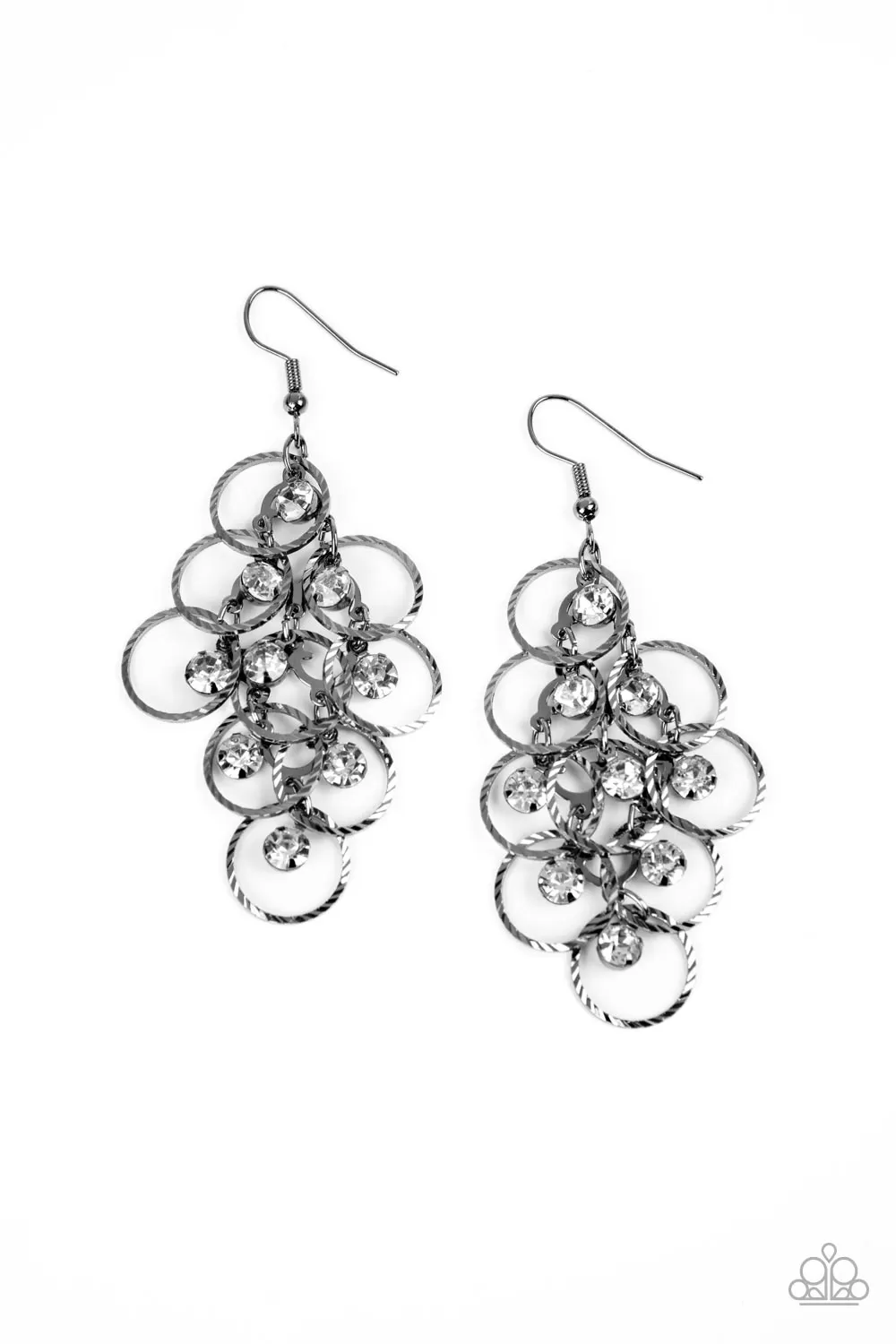 Paparazzi Head Rush - Black Gunmetal Earrings