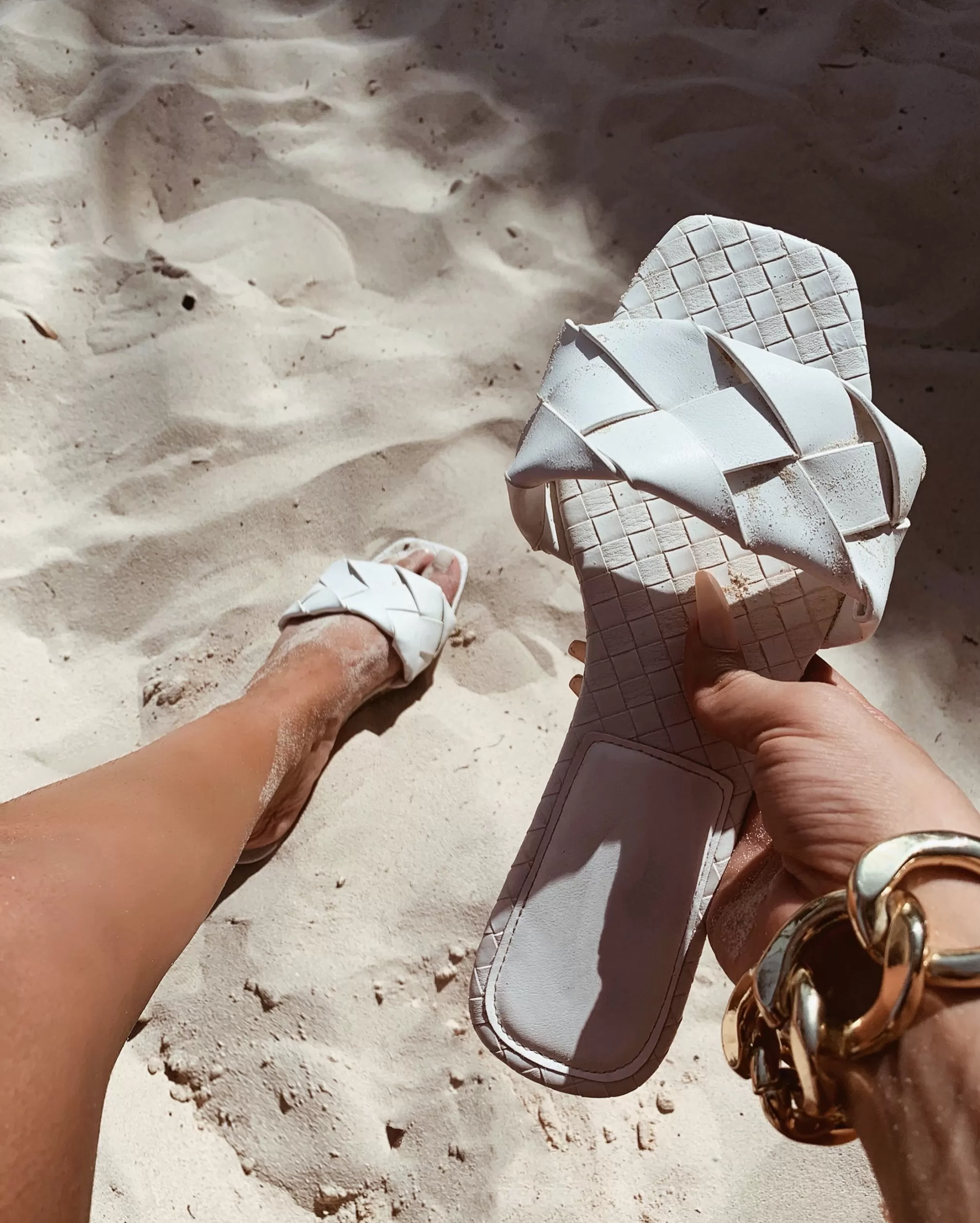 ‘PARIZ’ Woven Sandals in WHITE