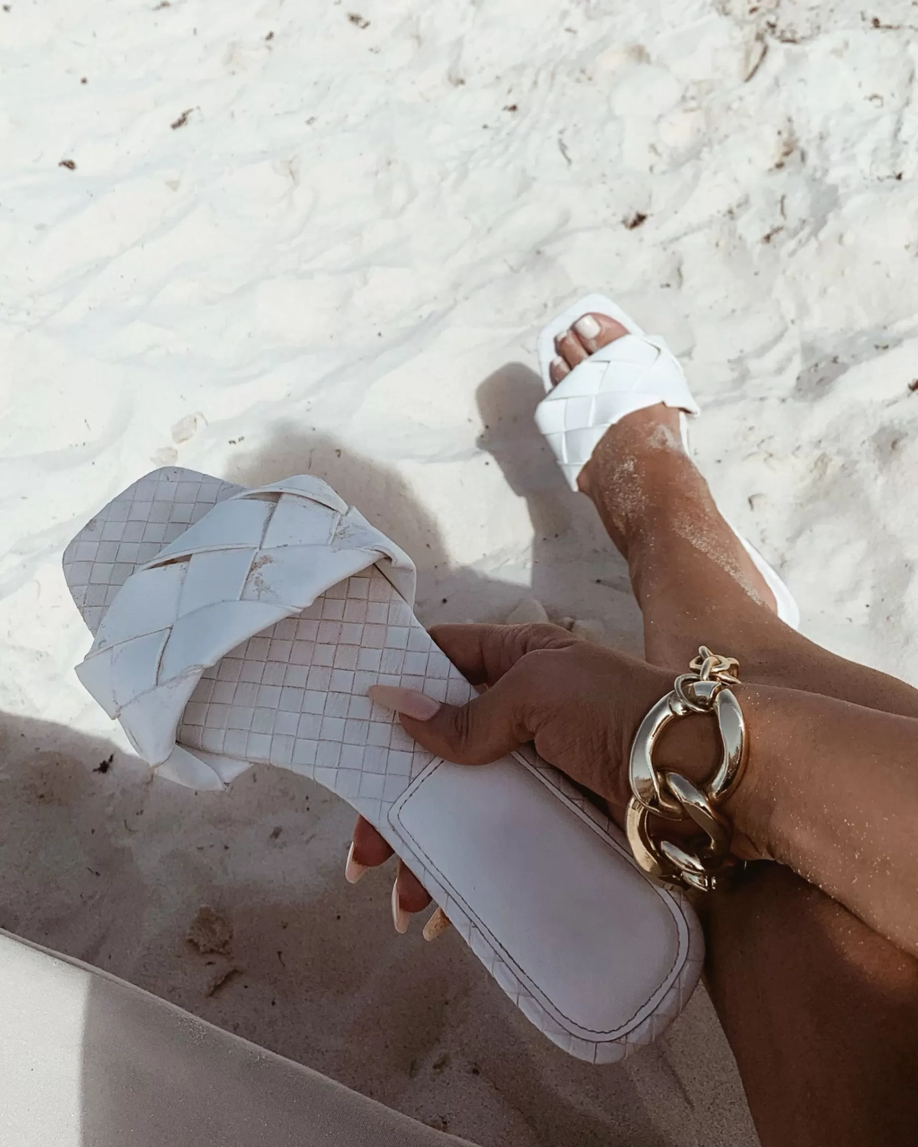 ‘PARIZ’ Woven Sandals in WHITE