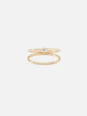 Pave and Prong Diamond Split Double Band Ring