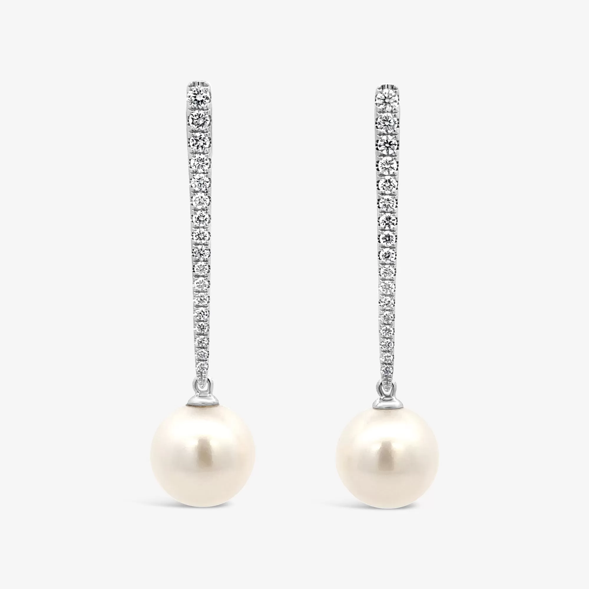 Pearl & Diamond Prong Set Drop Earrings