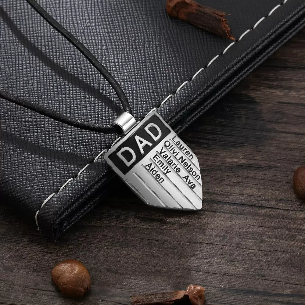 Personalized 5 Name Engraved Necklaces For Dad