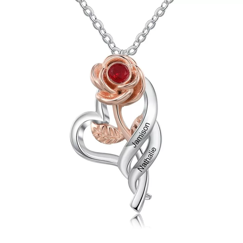 Personalized Engraving Rose Flower Pendant