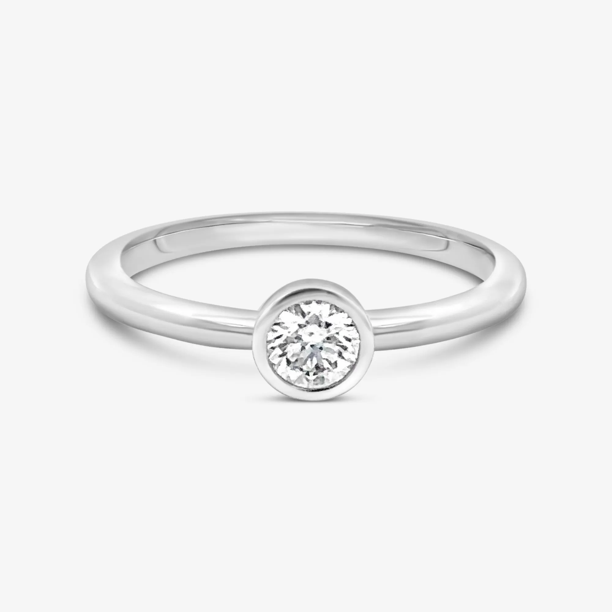 Petite Bezel Solitaire Stackable Diamond Ring