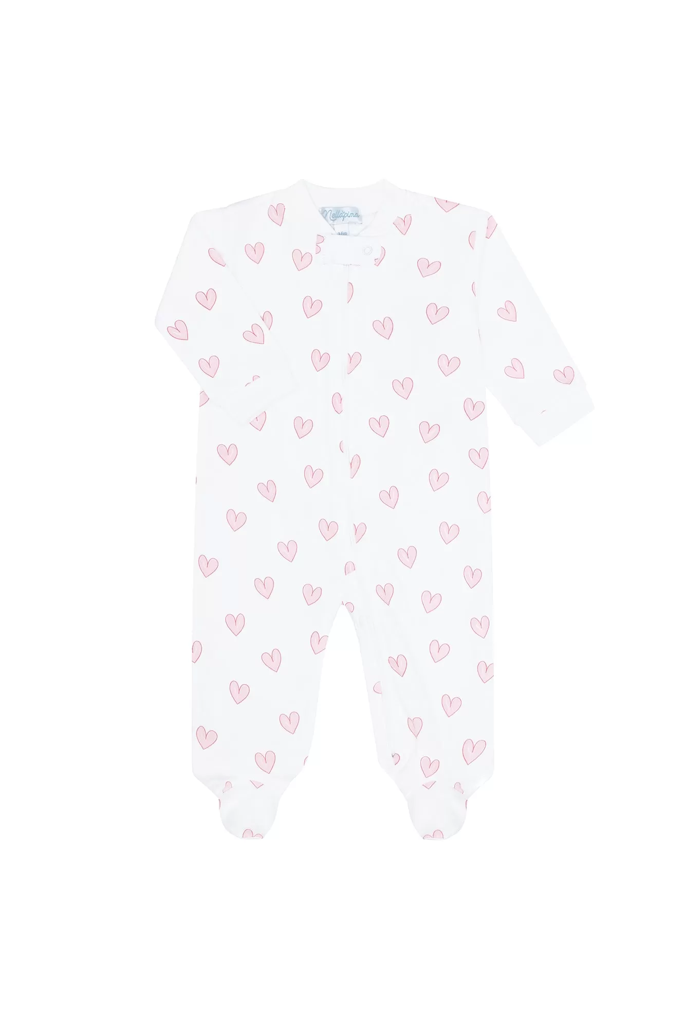 Pink Heart Print Zipper Footie