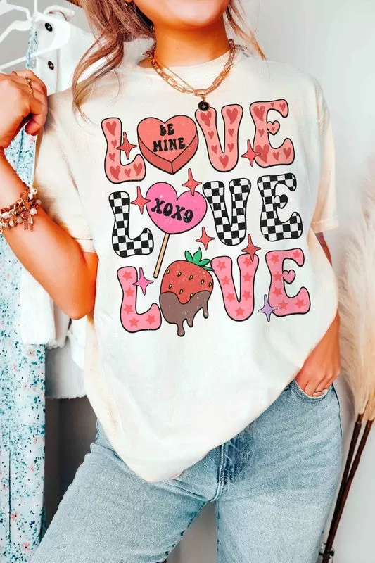 Plus Size - Love Stacked Candies Valentine's Graphic T-Shirt