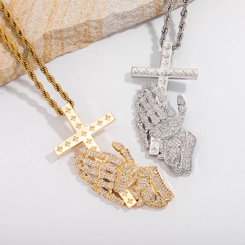 Prayer Gesture Cross Pendant