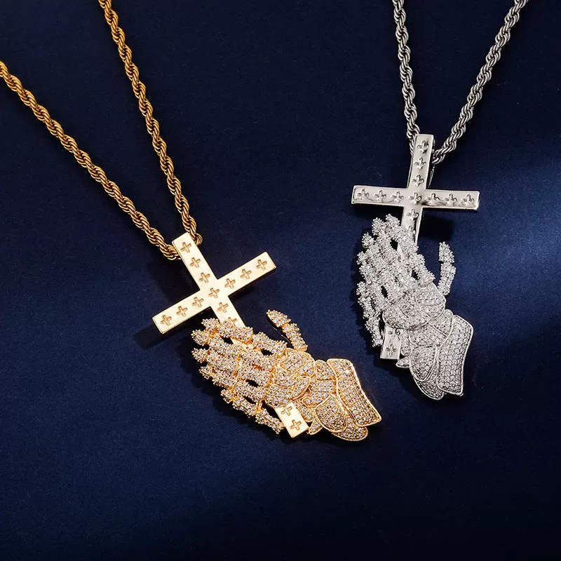 Prayer Gesture Cross Pendant