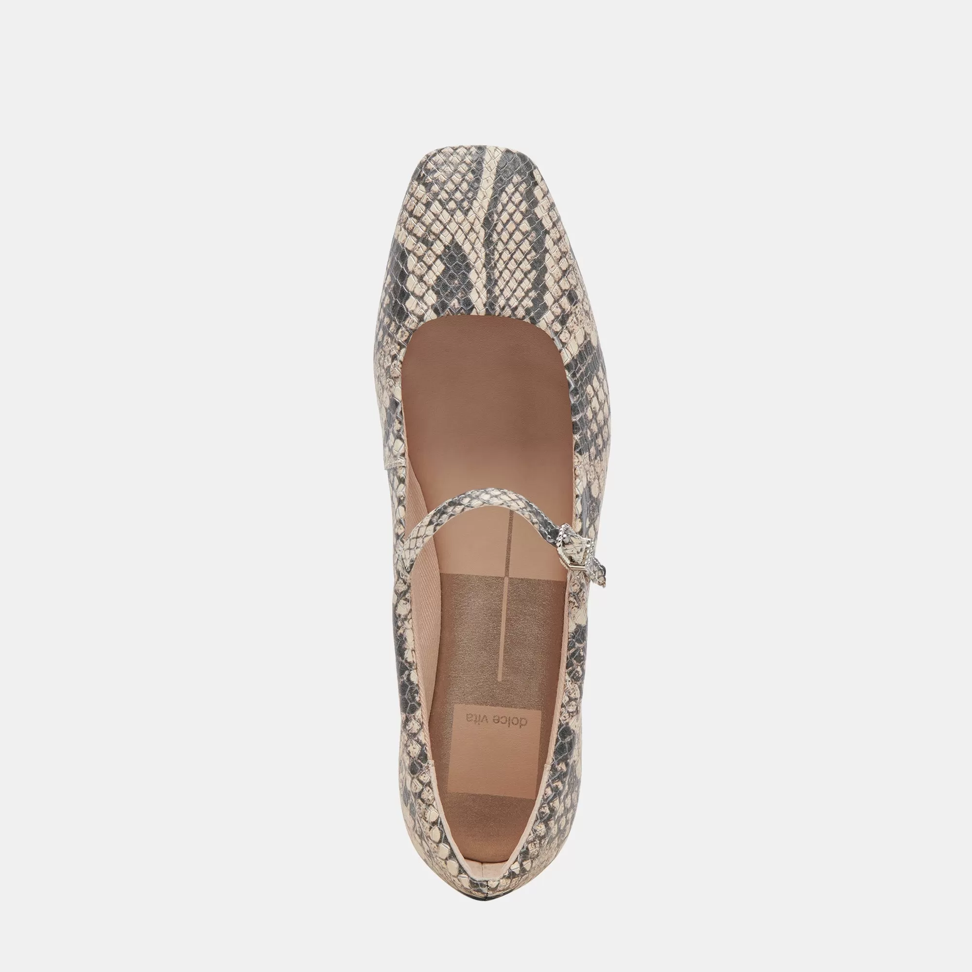 REYES BALLET FLATS BLACK WHITE SNAKE EMBOSSED