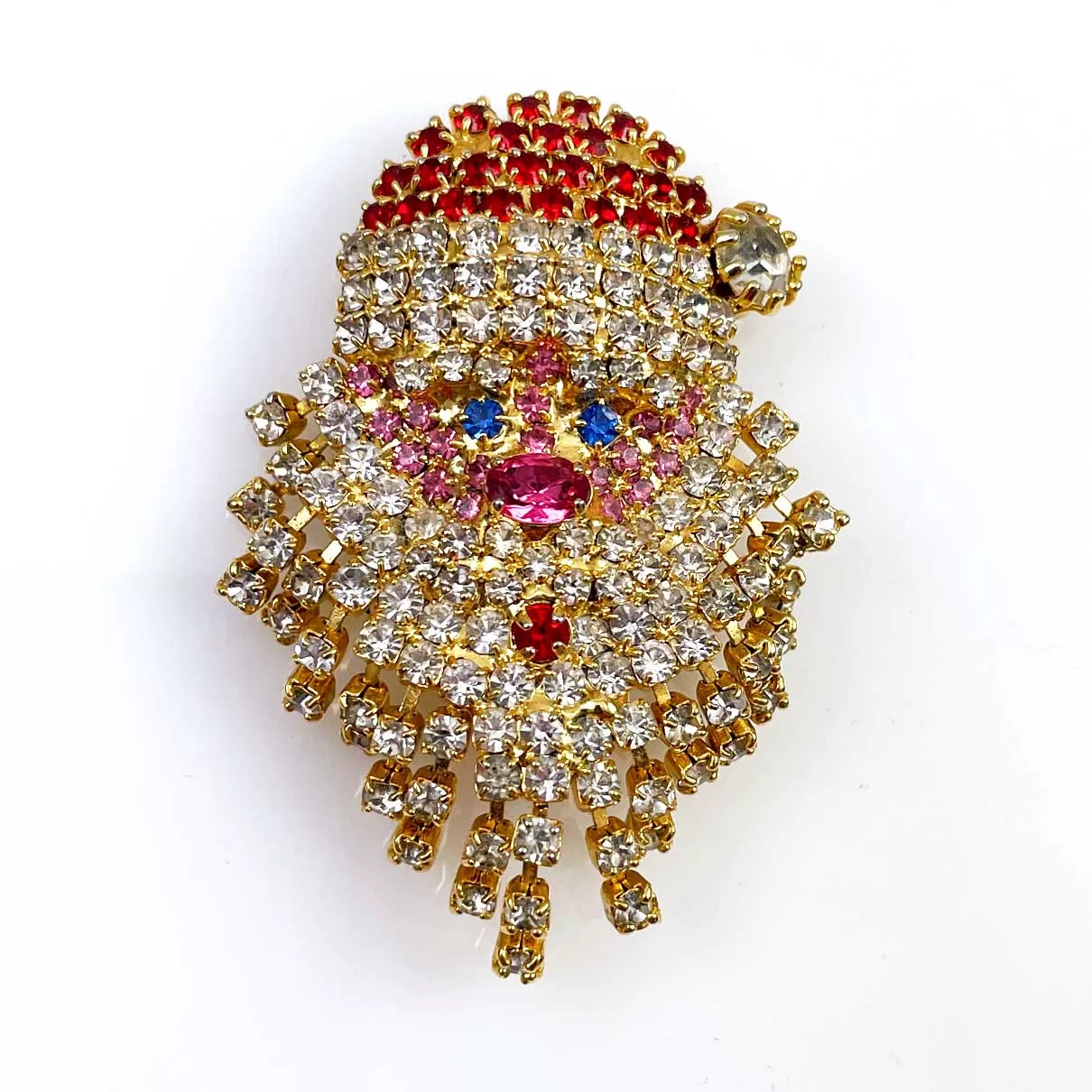 Rhinestone Santa Claus Brooch Christmas by OTC