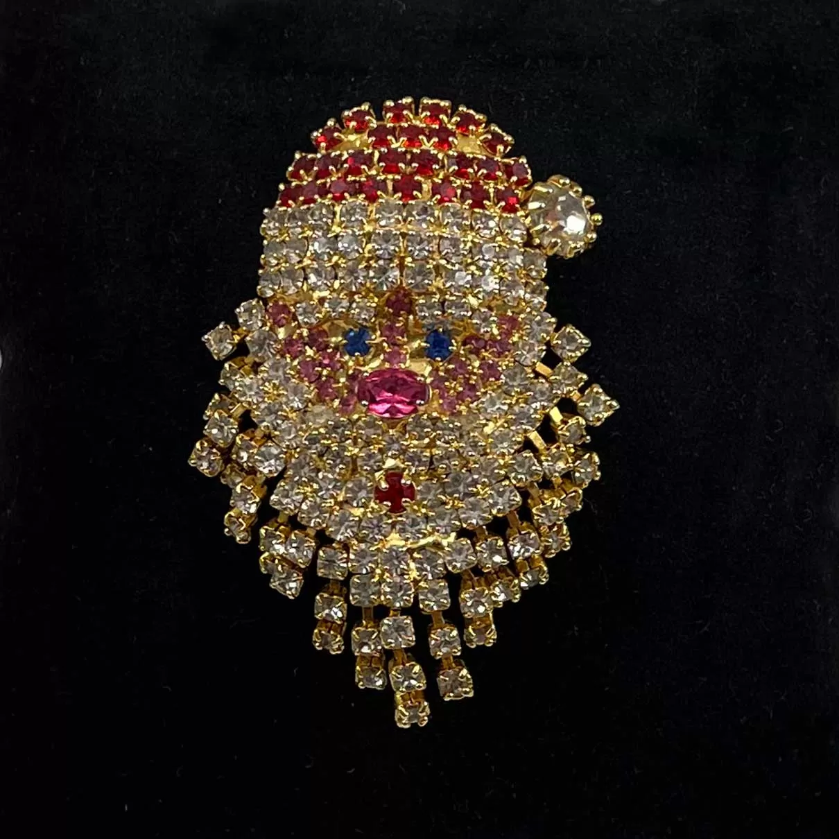 Rhinestone Santa Claus Brooch Christmas by OTC