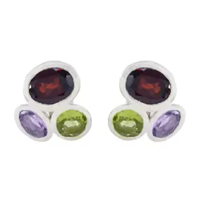 Riyo Aesthetic Sterling Silver Earring For Women Multi Earring Bezel Setting Multi Earring Stud Earring