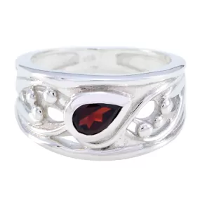 Riyo Attractive Gemstone Garnet Solid Silver Rings Girlfriend Gift