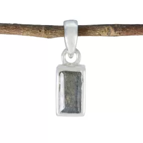 Riyo Beaut Gemstone Baguette Faceted Gray Labradorite Sterling Silver Pendant Gift For Women