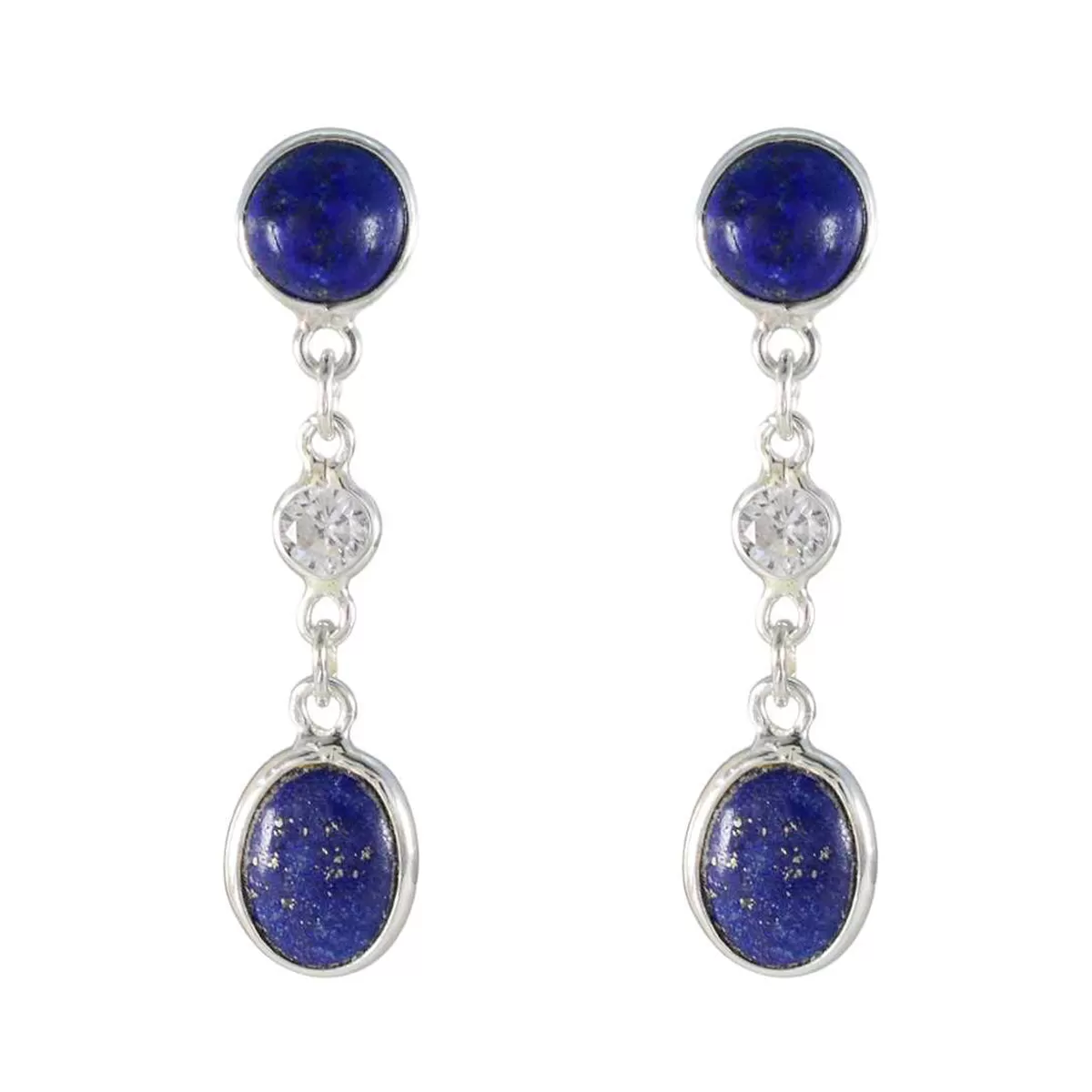 Riyo Comely Sterling Silver Earring For Lady Lapis Lazuli Earring Bezel Setting Blue Earring Stud Earring