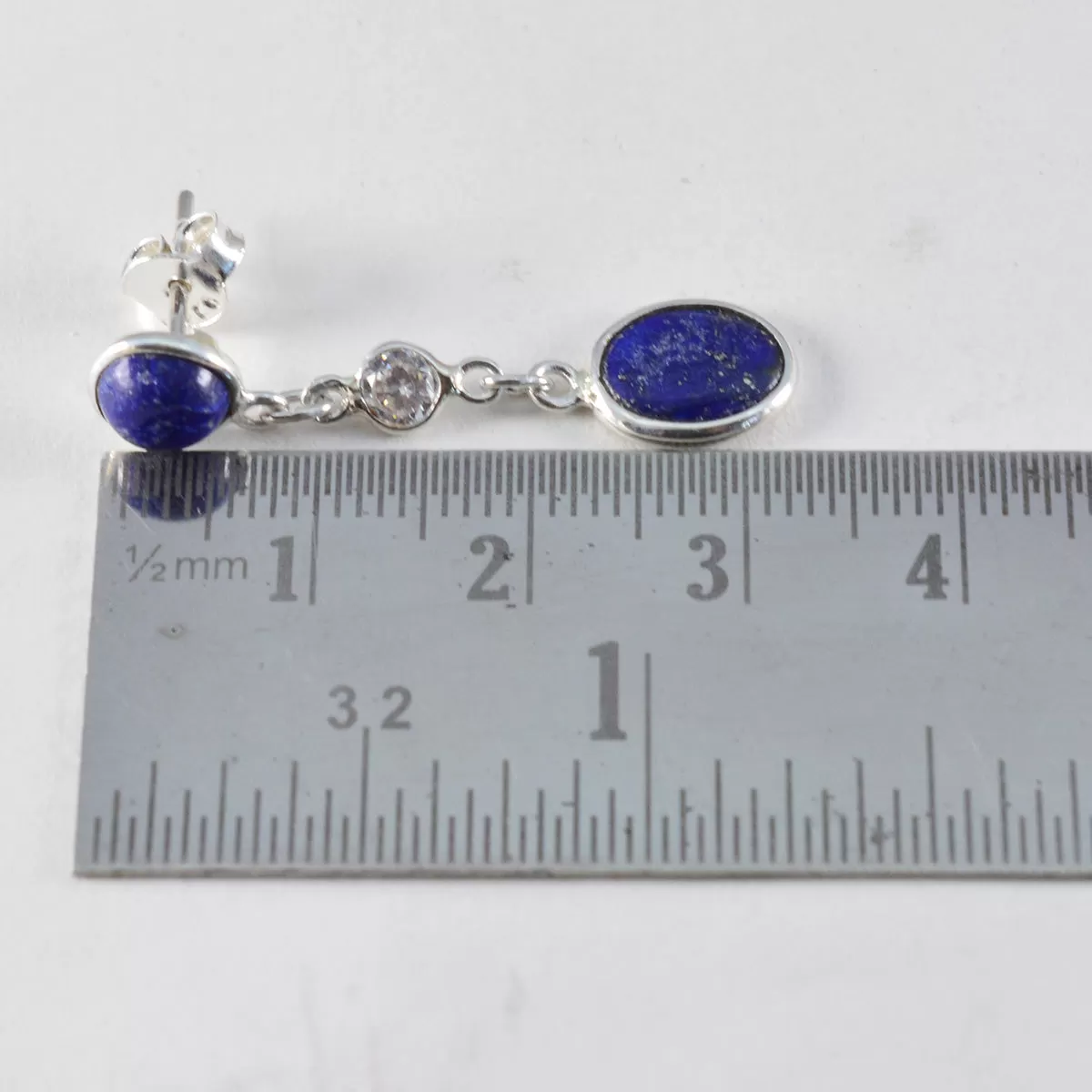 Riyo Comely Sterling Silver Earring For Lady Lapis Lazuli Earring Bezel Setting Blue Earring Stud Earring