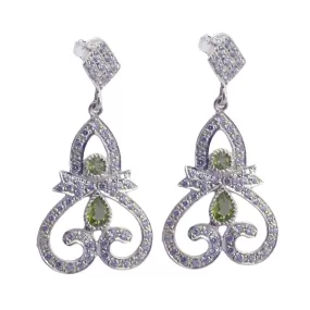 Riyo Fit Sterling Silver Earring For Femme Peridot Earring Bezel Setting Green Earring Jhumka Earring