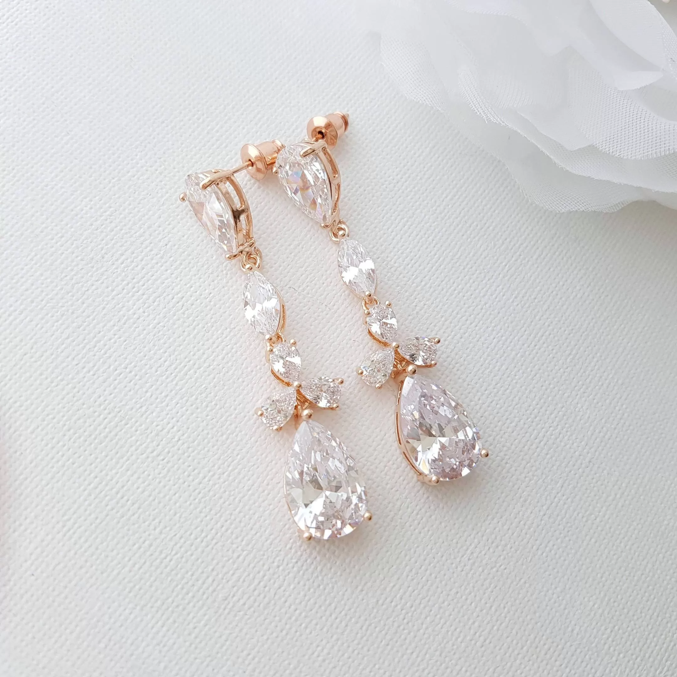 Rose Gold Drop Earrings-Adeline