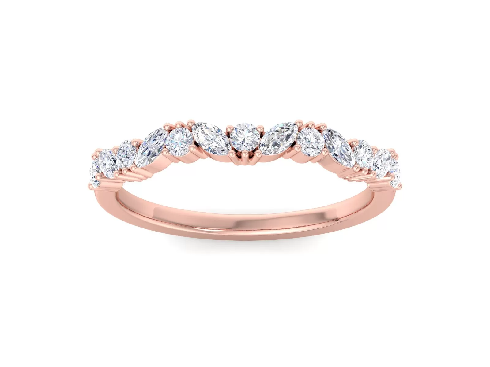 Rose gold wedding band women Diamond wedding band