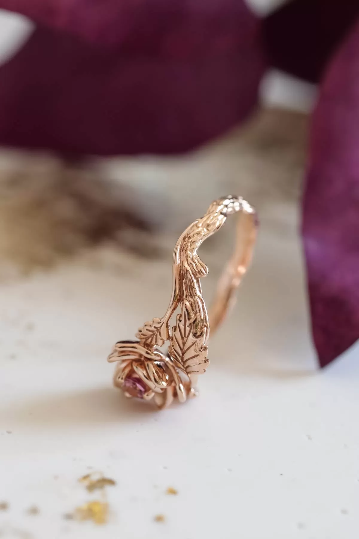 Rose shaped ring, flower engagement ring / Blooming Rose