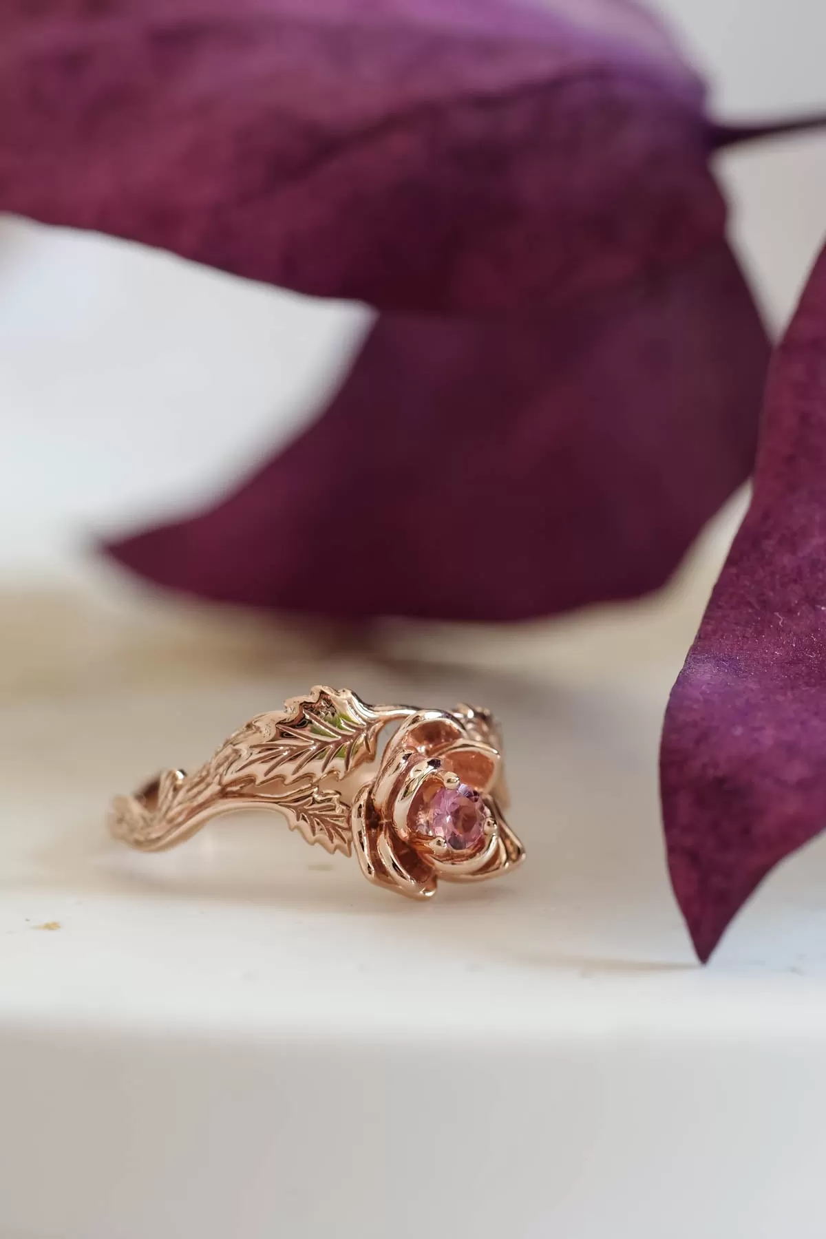 Rose shaped ring, flower engagement ring / Blooming Rose