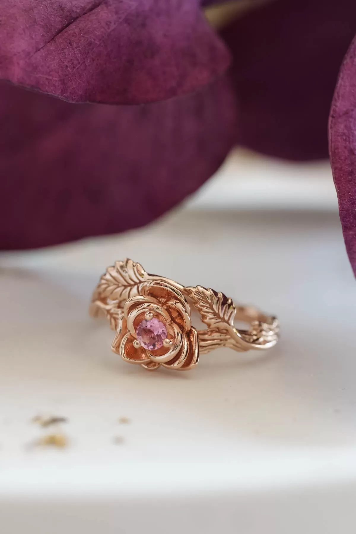 Rose shaped ring, flower engagement ring / Blooming Rose