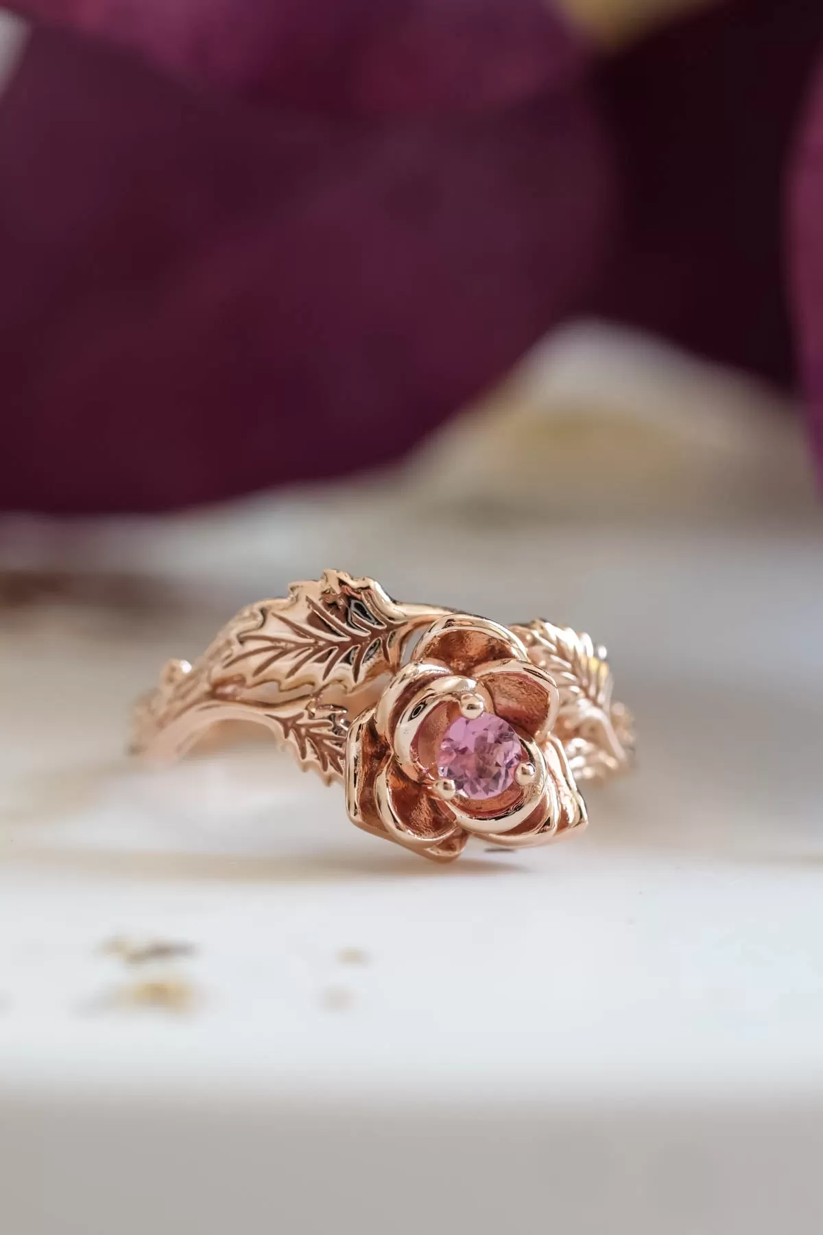 Rose shaped ring, flower engagement ring / Blooming Rose