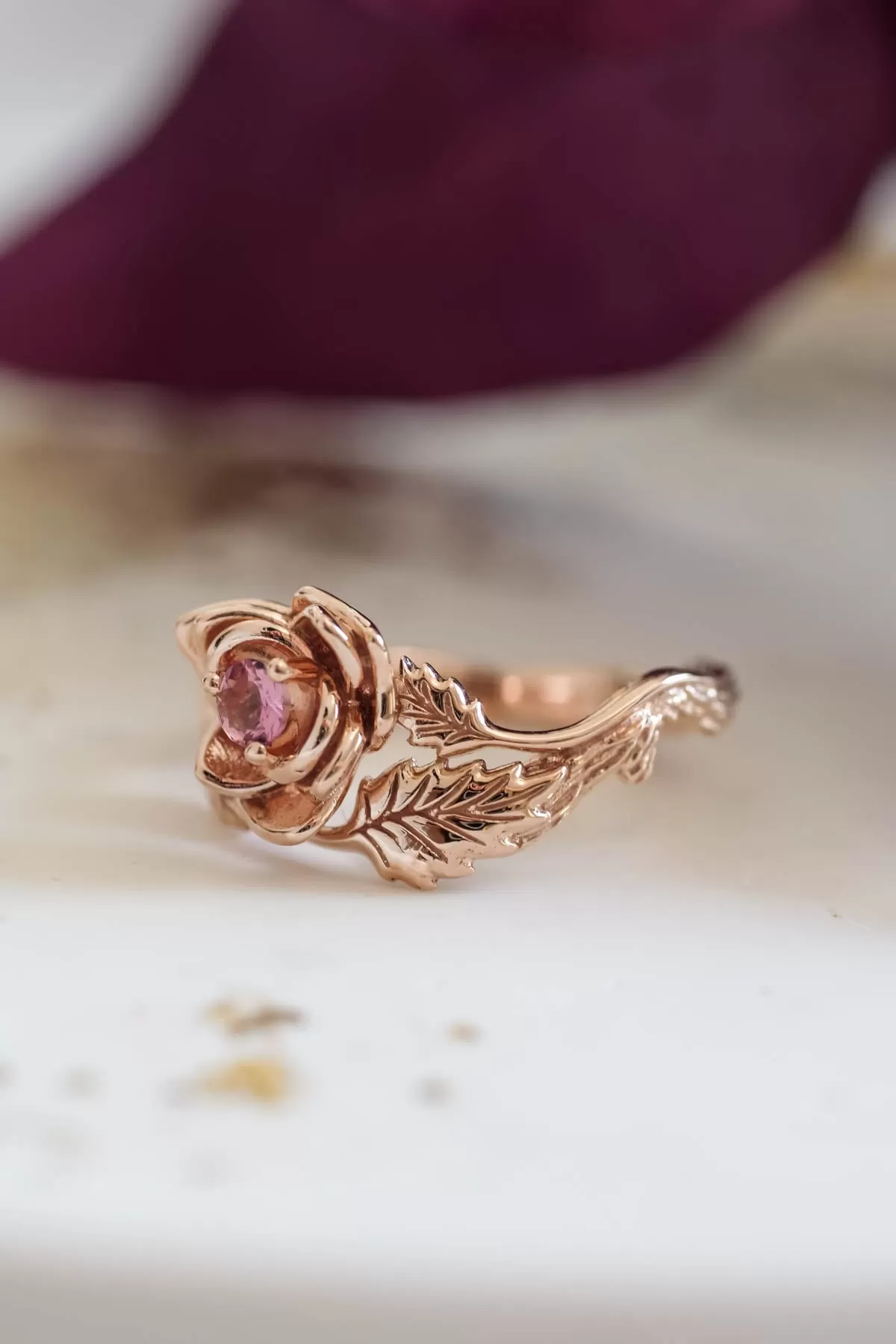 Rose shaped ring, flower engagement ring / Blooming Rose