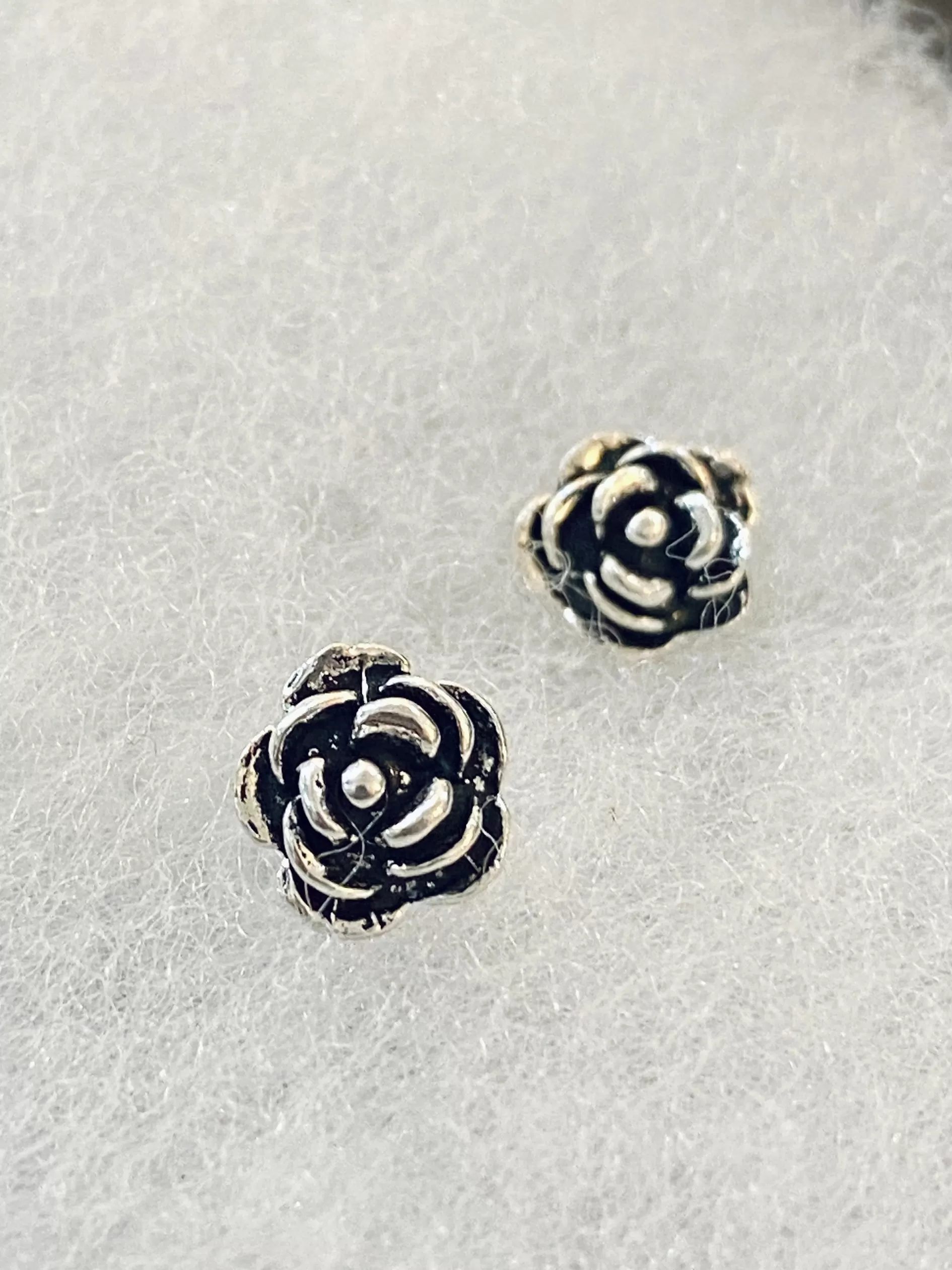 Rose Sterling Silver Stud Earrings