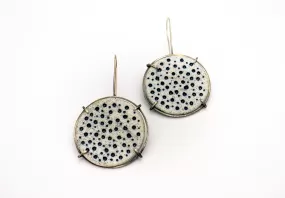 Round ceramic long earrings