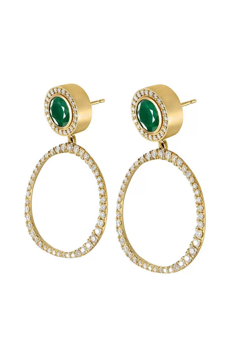 Sandy Leong Petite Pave Origin Hoops with Emerald and Diamond Studs