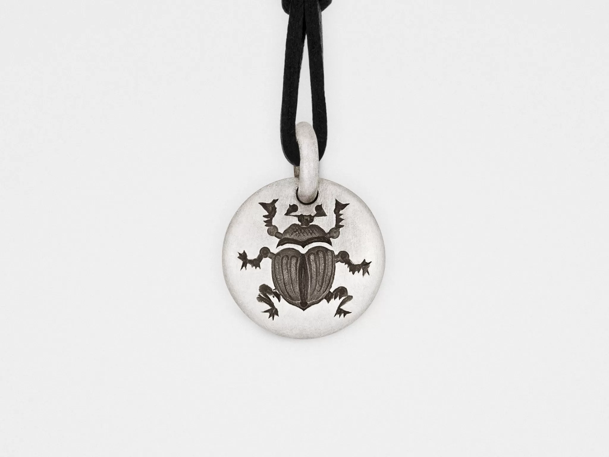 Scarab Beetle Charm Pendant in Sterling Silver