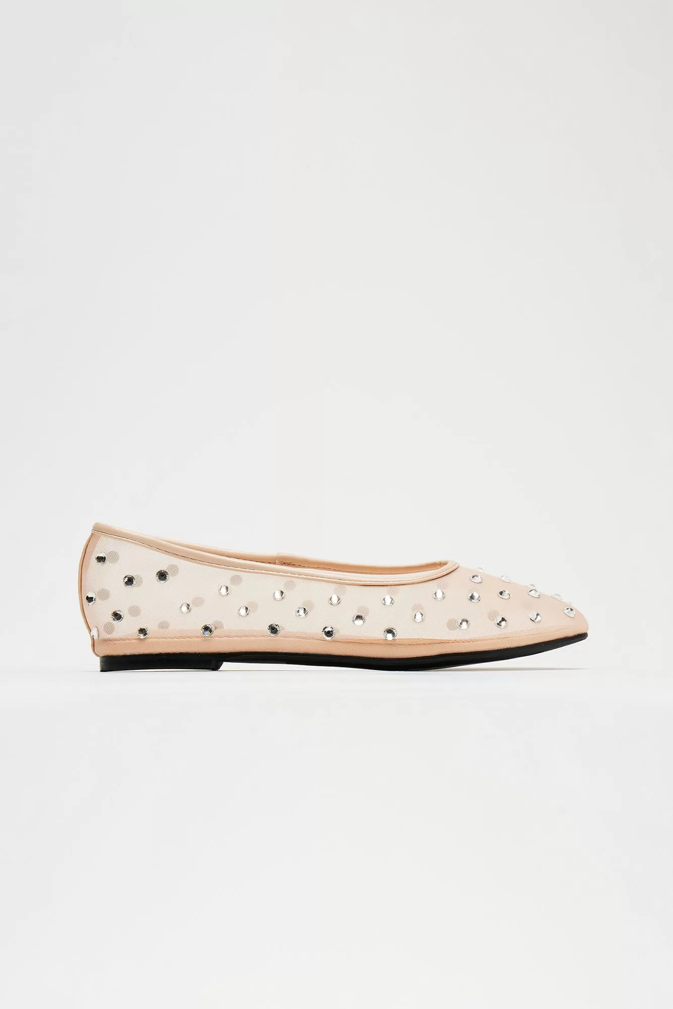 See Me Again Rhinestone Ballet Flats - Nude