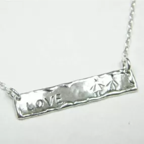 Silver necklace for woman engraved necklace love