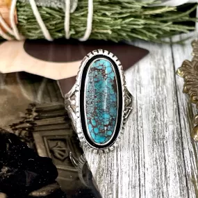 Size 8 Tibetan Turquoise Statement Ring Set in Sterling Silver  / Curated by FOXLARK Collection