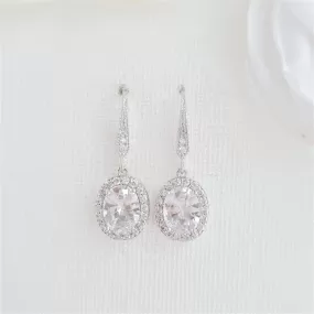 Small Dangle Earrings with Oval Drops-Emily