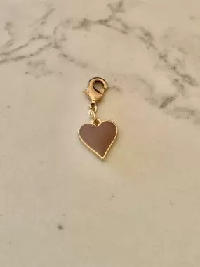 Small Lavender Enamel Heart Charm - Gold