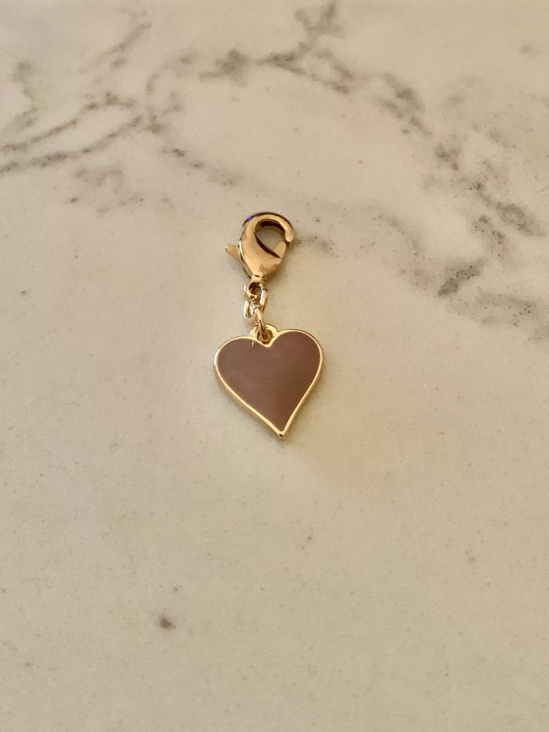 Small Lavender Enamel Heart Charm - Gold