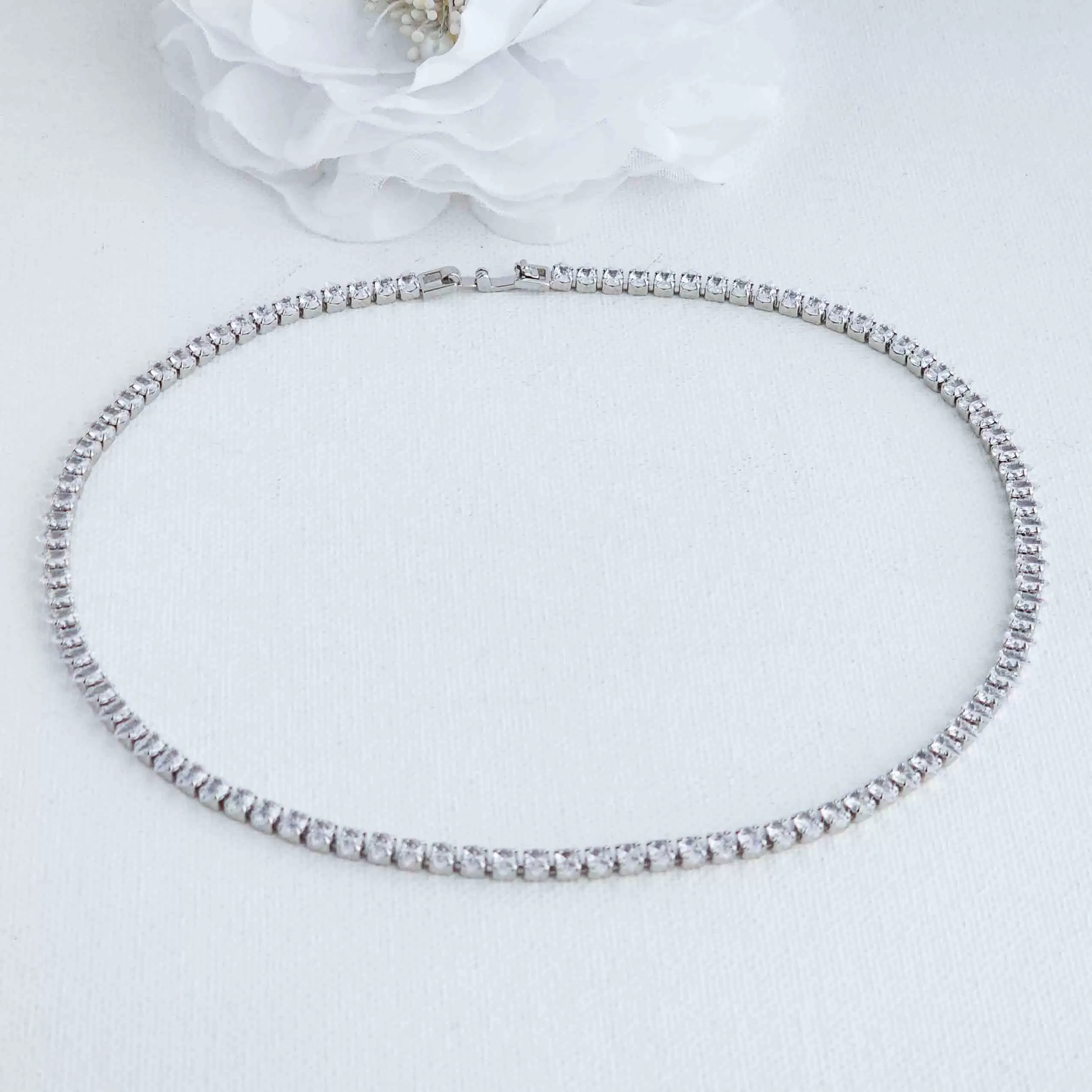 Small Teardrop Tennis Necklace-Tania