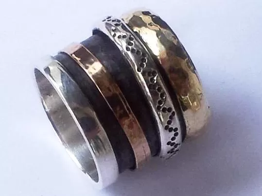 Spinner ring, Meditation ring , spinning ring Sterling 925 silver gold 9 kt Bluenoemi