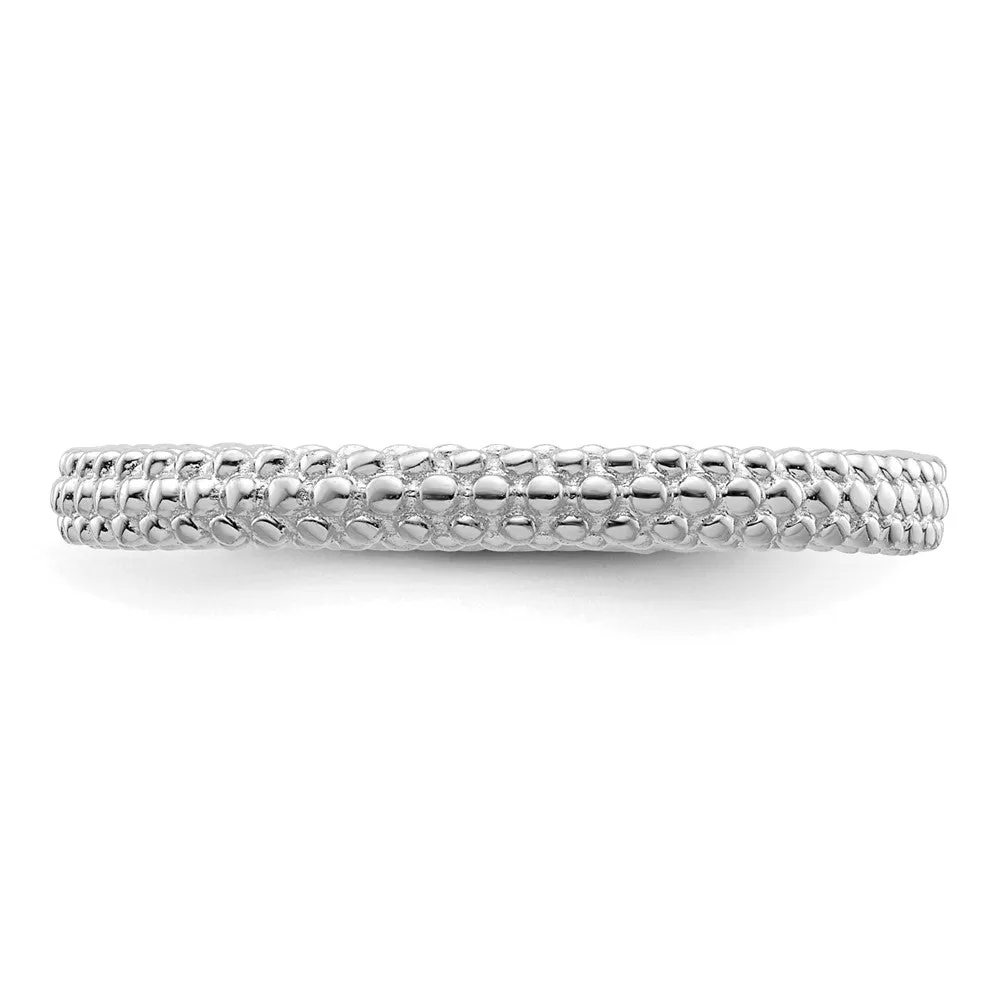 Stackable Expressions Rhodium-Plated Domed Ring in Sterling Silver