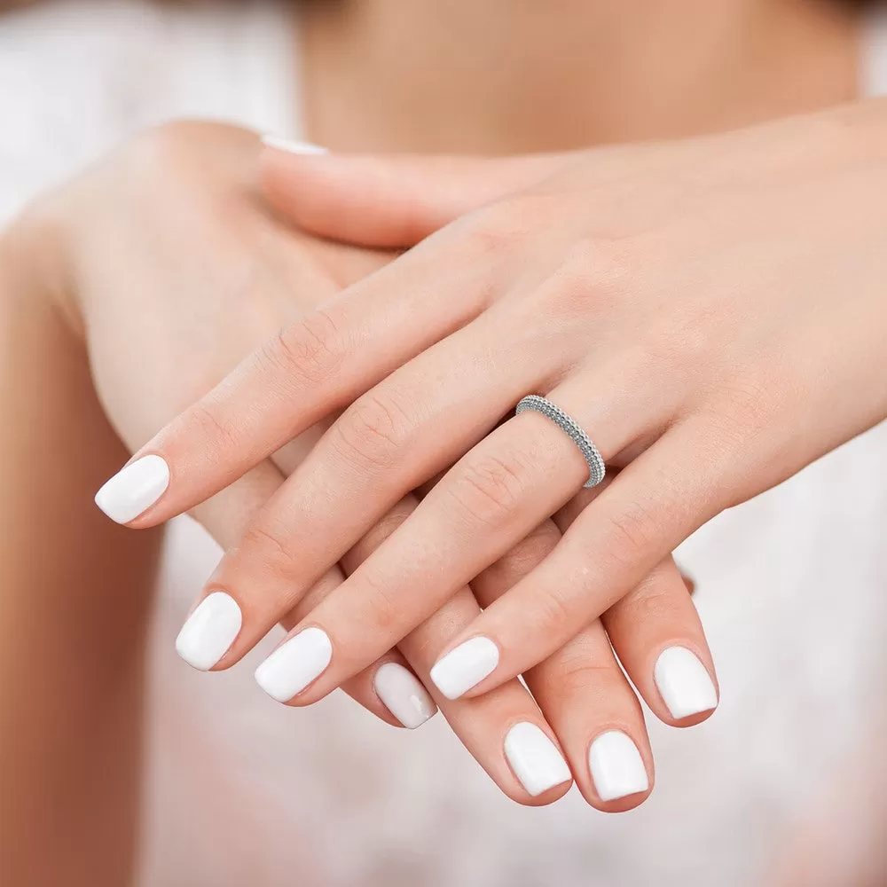 Stackable Expressions Rhodium-Plated Domed Ring in Sterling Silver