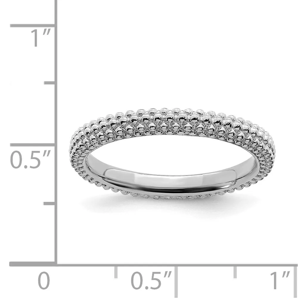 Stackable Expressions Rhodium-Plated Domed Ring in Sterling Silver