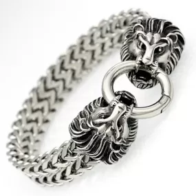 Stainless Steel Double Lions Franco Link Bracelet