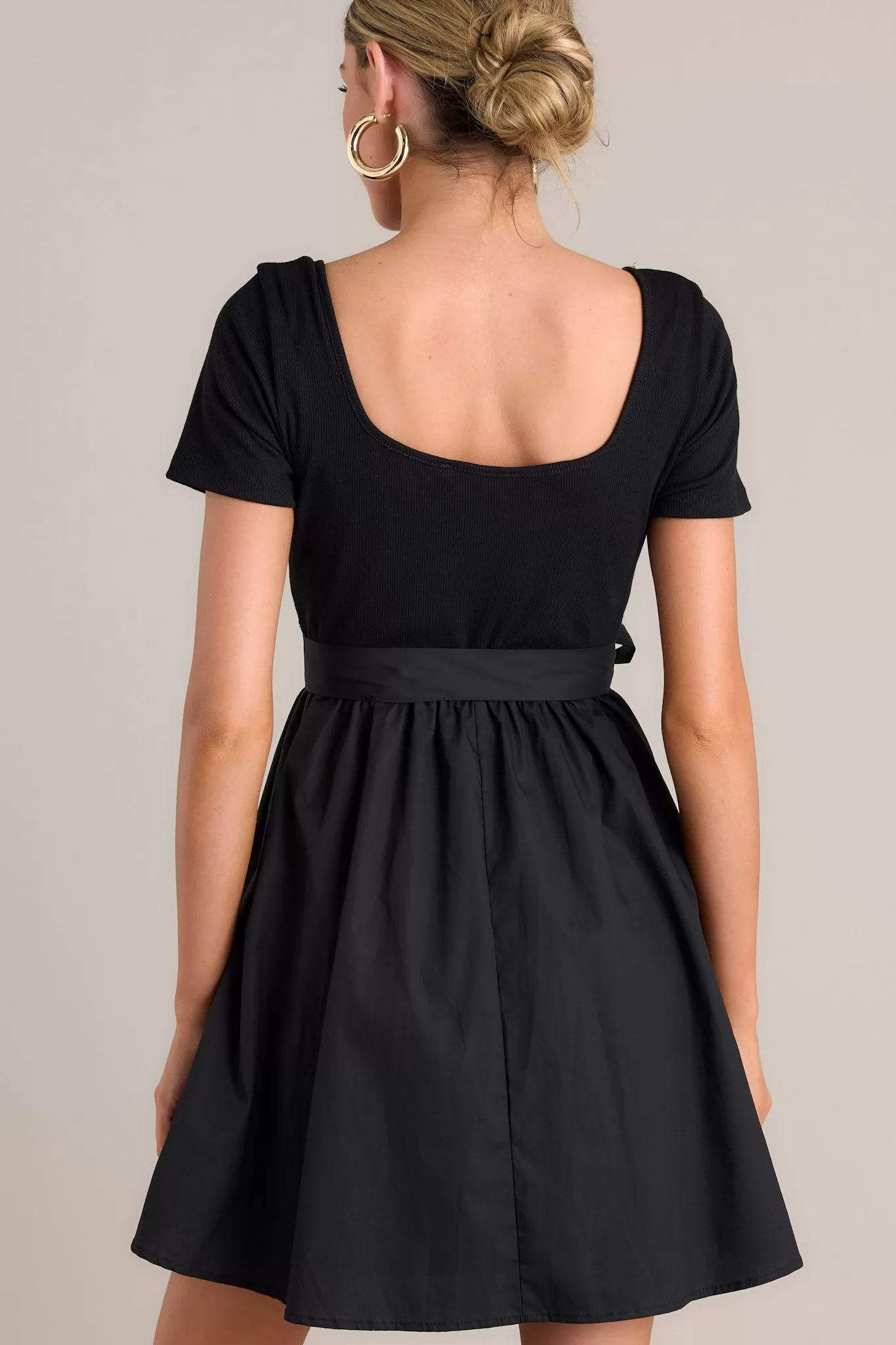 Starless Night Black Short Sleeve Mini Dress