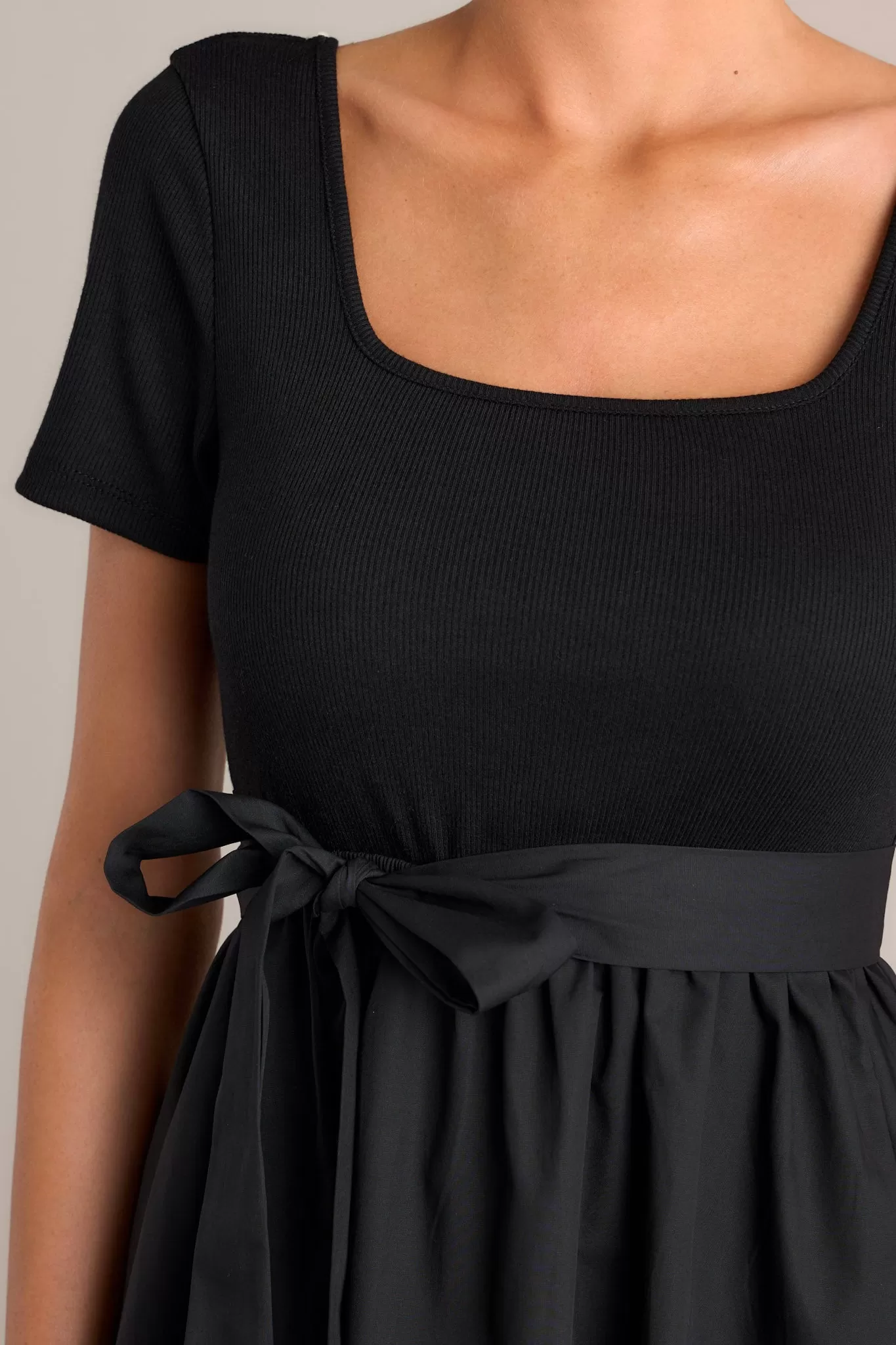 Starless Night Black Short Sleeve Mini Dress