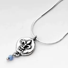 Sterling silver Fleur de Lis necklace  with opal bead