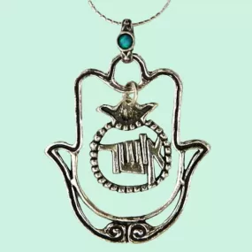 Sterling silver necklace boho happiness hamsa designer jewelry