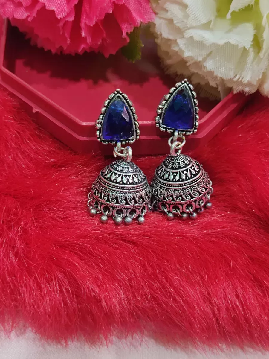 Stylish German Silver Jhumka Jhumki Earrings